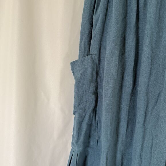 Tarse Pants Women's Medium Green Pull On Drawstring Cargo Pockets Linen - Picture 5 of 12